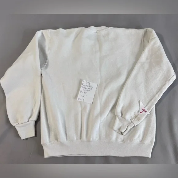 Vintage 80s Russell Athletic Delta Zeta White Sweatshirt Size Medium - Picture 8 of 10